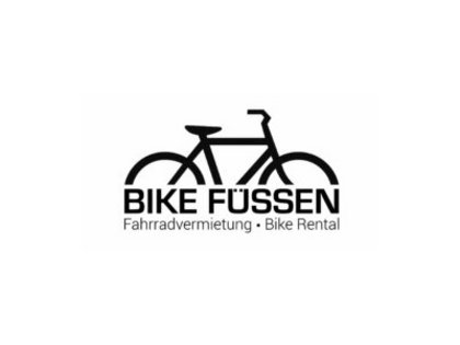 Allgäu mit Kindern: Hier finden Sie unsere Partnerlogos Schwarzes Fahrrad-Logo mit Text Bike Füssen Fahrradvermietung