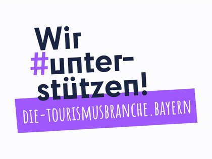 Allgäu mit Kindern: Hier finden Sie unsere Partnerlogos Text Wir unterstützen mit Hashtag und URL die-tourismusbranche.bayern